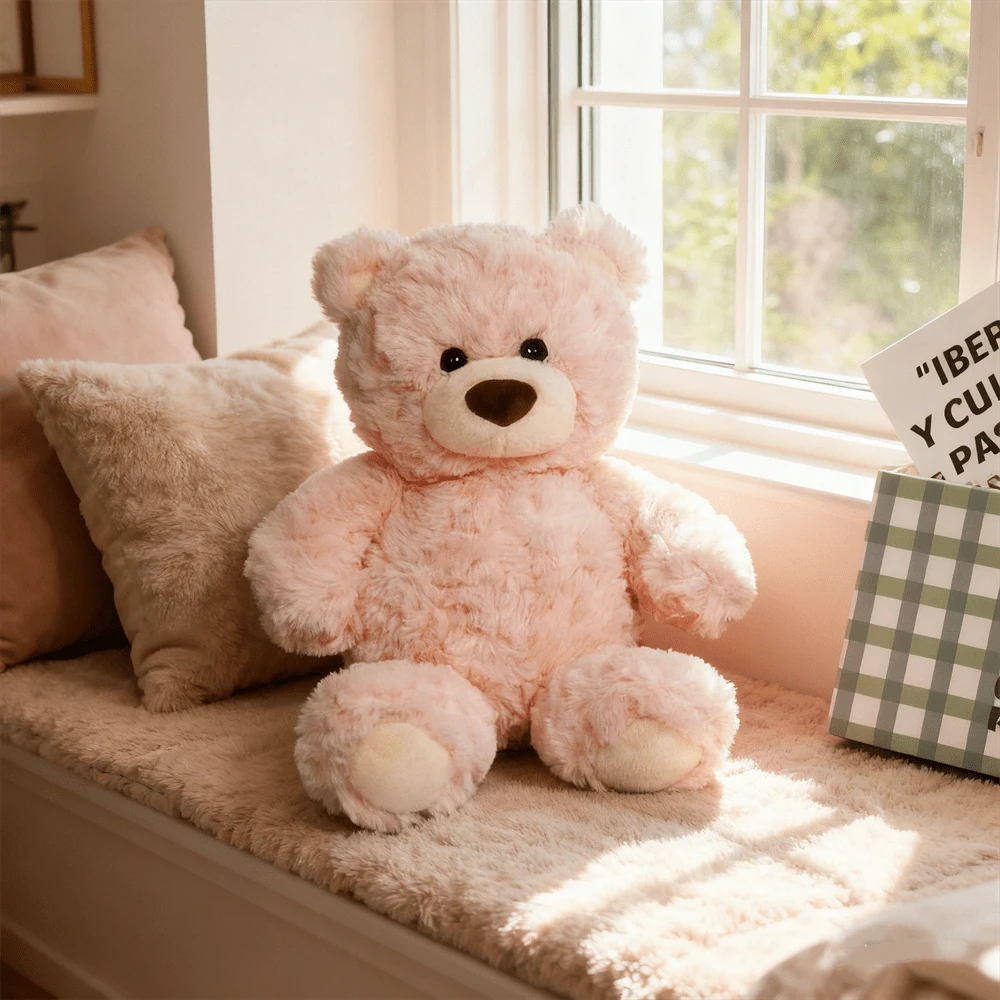 Miniso 26厘米/10.23英寸吉法德熊系列坐姿毛绒公仔动漫卡通填充娃娃抱枕沙发装饰生日节日礼物 - 粉色 - 查看 1