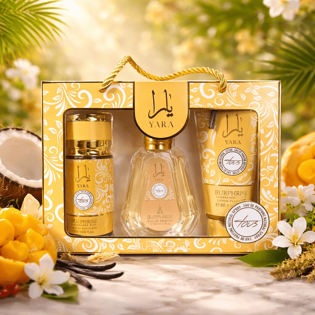 Lattafa BURPHISE YARA ALL 3-PIECE WOMEN'S PERFUME GIFT SET - EAU DE PARFUM 50ML + MIST 88ML + PERFUME LOTION 88G - LUXURIOUS FEMININE PERFUME - Floral - View 1