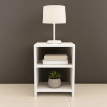 Mesa de Cabeceira Compacta e Elegante para Seu Quarto | Organização e Estilo - Branco - Visão 3
