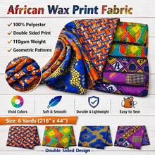 Tela de poliéster con estampado de cera africana, patrón brillante para confección de ropa personalizada, incluyendo vestidos de fiesta, faldas, blusas y atuendos tradicionales, ideal para costura DIY, patchwork, colchas, accesorios de moda y pañuelos para la cabeza - Multicolor - Ver 4