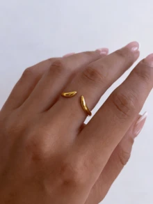 1pc 925 Sterling Silver Zirconia Inlaid Elegant Streamlined Open Ring, Vintage Style Jewelry Gift For Women Birthday Party - Gold - View 6