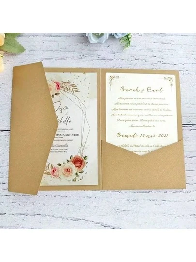 25 Pieces Tri-Fold Pocket Wedding Invitation Cover, For Weddings, Engagements, Birthdays, Baptism Envelopes, 5.0X7.0 Inches, Event Stationery | Minimalist Design | Smooth Texture, Suitable For New Year's, Valentine's Day, Party Events