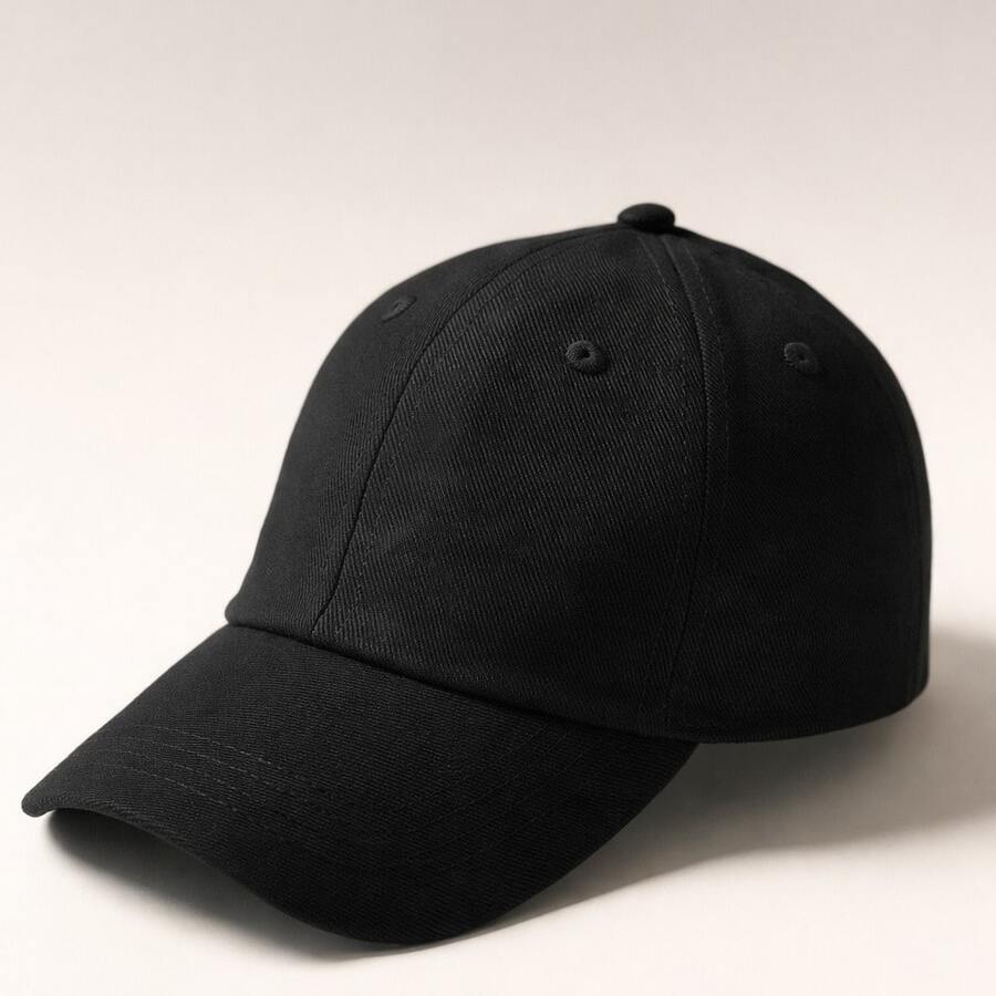 Unisex Basic Plain Adjustable Casual Baseball Cap For Sports, Summer And Sun Protection - Black - View 1