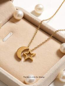 VceTd قلادة نجمية من الفولاذ المقاوم للصدأ بتصميم بسيط وجميل، مناسبة للارتداء اليومي للنساء أو الحفلات، وكذلك كهدية لها - ذهبي أصفر - مشاهدة 14