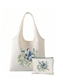 Multifunctional Vest-Style Shoulder Bag With A Cute Koala Pattern In A Watercolor Style, Large Capacity Women Handbags Folding Reusable Shopper Bag Travel Grocery Bag, Makeup Bag, Lightweight Storage Bag, For Storing Commuting Items, Cosmetics - Multicolor - View 14