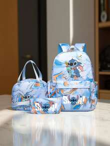 Bộ 3 balo Stitch, dây đeo vai có thể điều chỉnh, nhẹ và thoải mái, dung tích lớn, chất liệu nylon, khóa kéo, ngăn đựng laptop, bao gồm 1 túi xách, họa tiết hoạt hình, phù hợp cho đi làm, đi học, du lịch, công sở, dã ngoại, quà tặng ngày lễ hoàn hảo. - Nhiều màu - Xem 9