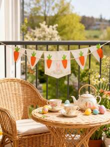 1个橙色毛毡胡萝卜花环，串珠复活节胡萝卜花环，春季节日派对装饰，农舍乡村风格家居墙面装饰，活力胡萝卜主题横幅，轻盈复活节壁炉架装饰，客厅壁炉入口装饰，波西米亚风春季活动花环，节日复活节家居装饰，可爱蔬菜主题节日横幅 - 彩色 - 查看 11