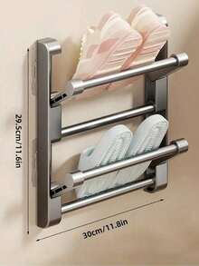 LINKOOL No Drill Bathroom Slipper Rack, Wall Mounted Bathroom Storage Shelf - Multicolor - View 11