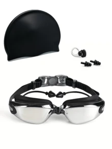 带耳垫的防雾游泳镜 - 大镜框、快速调节硅胶带、防雾高品质、宽视野 - 适合成人、游泳、泳池、海滩、比赛和休闲 - 兼容眼镜/隐形眼镜 - 耐用，适合日常和特殊场合 - 彩色 - 查看 16