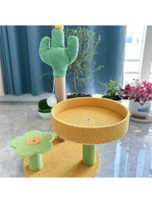 1个猫咪攀爬架，猫塔带栖息处和睡眠区，多层综合猫咪用品，配有抓板和悬挂玩具，提供柔软的栖息地，室内猫树塔 - 彩色 - 查看 4