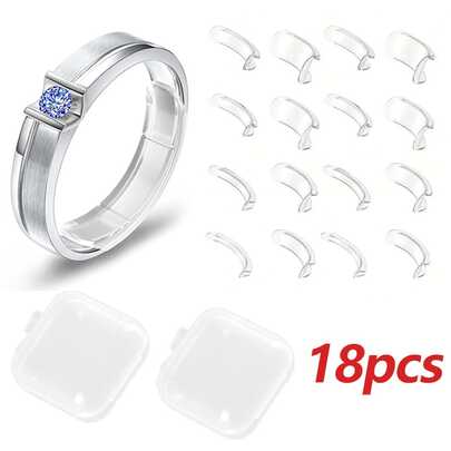 9pcs/8pcs Ring Size Adjuster Set (With Storage Box), 8 Different Sizes Transparent Ring Sizer, Suitable For Various Loose Rings, Unisex, Trimmable Invisible Ring Adjuster, Holiday Gift