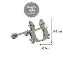 Aretes de Dinosaurio en Plata de Ley 925 para Niña y Mujer | Diseño Divertido y Original - Plateado - Ver 2