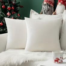Kit Of 4 Cushion Covers 45x45 Suede Smooth Velvet Premium With Invisible Zipper Decorative - White - View 3