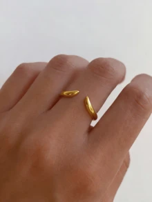 1pc 925 Sterling Silver Zirconia Inlaid Elegant Streamlined Open Ring, Vintage Style Jewelry Gift For Women Birthday Party - Gold - View 4