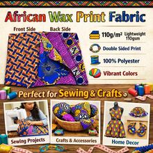 Tela de poliéster con estampado de cera africana, patrón brillante para confección de ropa personalizada, incluyendo vestidos de fiesta, faldas, blusas y atuendos tradicionales, ideal para costura DIY, patchwork, colchas, accesorios de moda y pañuelos para la cabeza - Multicolor - Ver 6
