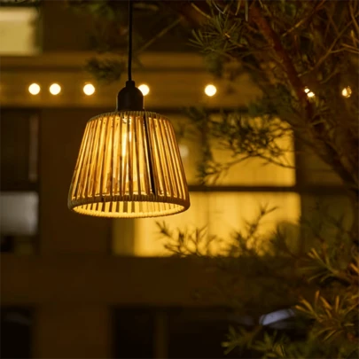 1pc Hand-Woven Rattan Chandelier, Hanging Chandelier, Japanese Rattan Lamp, Bohemian Style, Battery-Powered, Suitable For Kitchen, Dining Room, Living Room, Bedroom, Hallway, Entryway, And Patio (Battery Not Included)