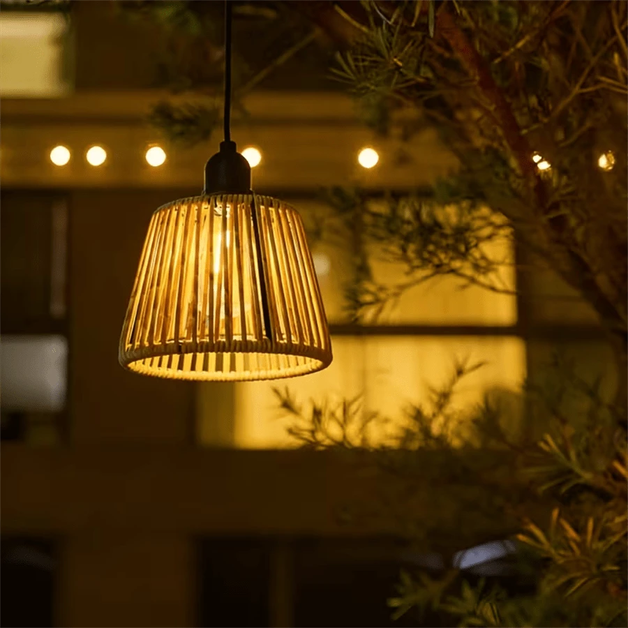 1pc Hand-Woven Rattan Chandelier, Hanging Chandelier, Japanese Rattan Lamp, Bohemian Style, Battery-Powered, Suitable For Kitchen, Dining Room, Living Room, Bedroom, Hallway, Entryway, And Patio (Battery Not Included) - Battery Box - View 1