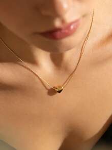 VceTd 1 chiếc dây chuyền mặt hình trái tim nhỏ bằng thép không gỉ, lãng mạn và dễ thương, phù hợp cho phụ nữ sử dụng hàng ngày, đi làm, dự tiệc, đám cưới, làm quà tặng cho người thân yêu. - Vàng - Xem 5