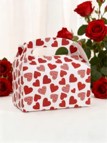 5个情人节蛋糕盒，心形烘焙盒，甜点包装盒，礼品盒，白色手提袋，蛋糕外卖盒 - 彩色 - 查看 9