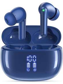 TWS S2 无线降噪入耳式耳机（-36dB），配备充电盒，40 小时超长续航，360° Hi-Fi 立体声，防水，兼容安卓系统和笔记本电脑，是送给家人、朋友、孩子、生日、春季、节日、复活节的理想礼物。小巧便携，无线迷你入耳式耳机，配备充电盒，支持主动降噪。 - 深藍 - 查看 2
