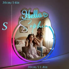 1 Piece Of Customizable LED Mirror Light, Customizable Name, Can Be Used As A Mirror Or Night Light, Cool And Changing Colors, Suitable For Bedroom Decoration, Perfect For Birthdays, Graduation Ceremonies, Parties, Christmas, Anniversary Gifts, USB Power Supply, With Remote Control, 12 Color Switching, Personalized Neon Light - Multicolor - View 7