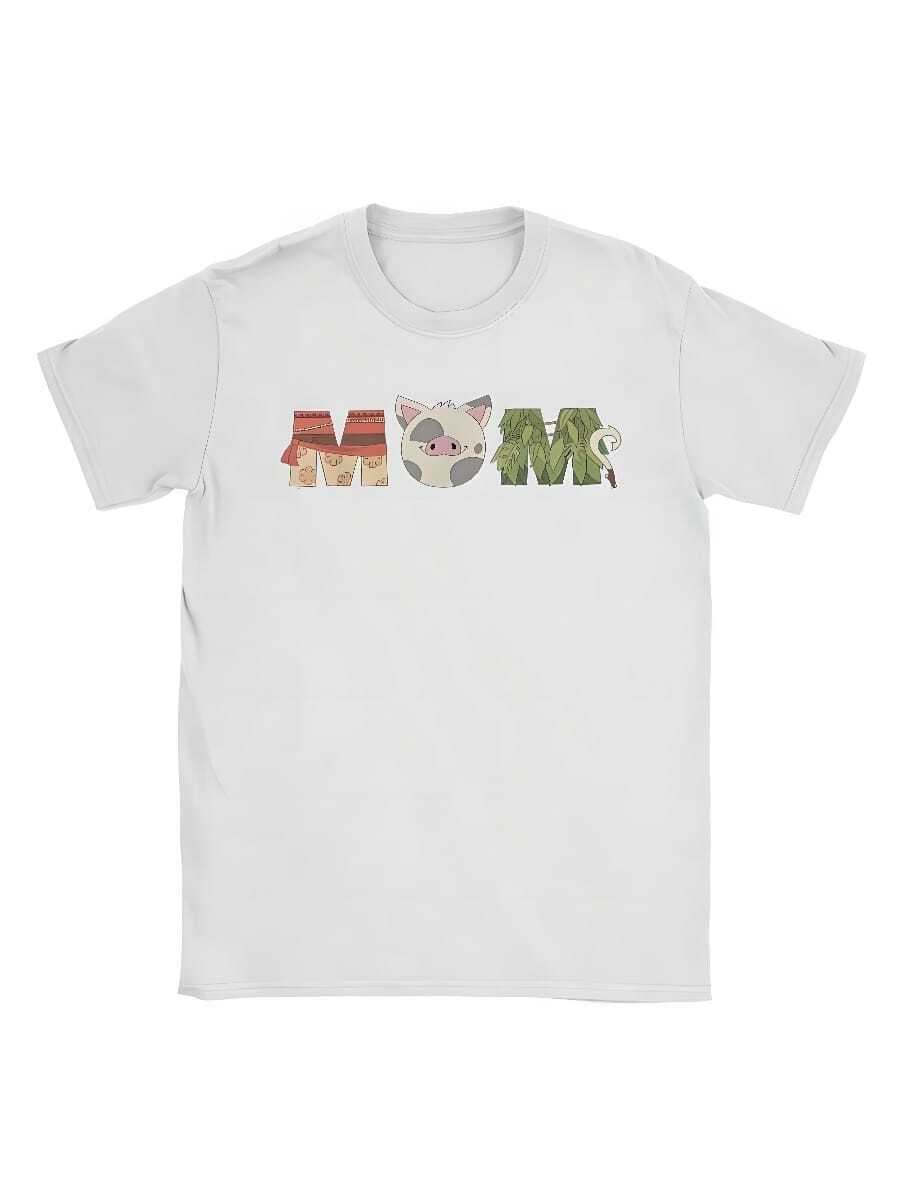 Printed MoanaS Letters PuaS Maui Mother's Day T Shirt For Unisex 100 Cotton T-Shirts Short Sleeve Tops - trắng - Xem 1