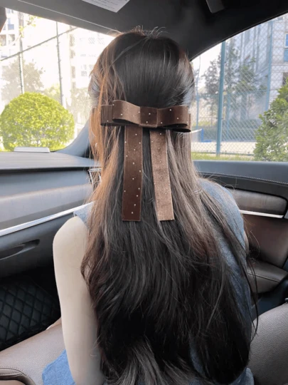 2 st bruna sammetshårspännen i rosett, håraccessoarer med hästsvans, 2026 års ny stil