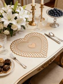 1-200pcs Gold Heart-Shaped PVC Placemats, Washable, Easy To Clean, Wipe-Clean, Non-Slip, Holiday Wedding Party Dining Table Decor - Multicolor - View 8