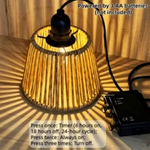 1pc Hand-Woven Rattan Chandelier, Hanging Chandelier, Japanese Rattan Lamp, Bohemian Style, Battery-Powered, Suitable For Kitchen, Dining Room, Living Room, Bedroom, Hallway, Entryway, And Patio (Battery Not Included) - Battery Box - View 10