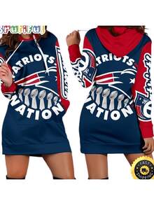 Ne-W Engl-And Patriots Football Hoodie Dress Women's Hoodie Dress Long Sleeve Casual Football Jersey - Màu hỗn hợp - Xem 2