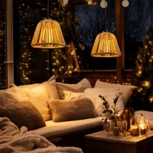 1pc Hand-Woven Rattan Chandelier, Hanging Chandelier, Japanese Rattan Lamp, Bohemian Style, Battery-Powered, Suitable For Kitchen, Dining Room, Living Room, Bedroom, Hallway, Entryway, And Patio (Battery Not Included) - Battery Box - View 11