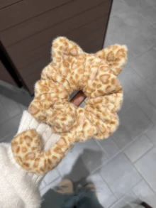 1pc Cute Fluffy 3D Leopard Print Kitten Hair Scrunchie, High Elasticity Stylish Hair Accessory - Multicolor - View 7