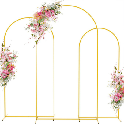Gold Metal Arch Backdrop Stand Set, Arch Doorway, Available In 4ft/5ft/6ft/6.5ft/7.2ft Height, Suitable For Wedding, Birthday, Graduation, Anniversary, Grand Opening And Other Indoor/Outdoor Decor