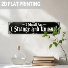 2D平面金属墙饰，1件装“我很古怪” - 复古哥特字体装饰，适用于家居、办公室、咖啡馆、酒吧 - 壁挂式标语牌 1件装（4x16英寸），2D平面 - 彩色 - 查看 5