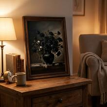 1幅哥特风格帆布墙画装饰画 - 黑玫瑰与骷髅海报,暗黑系花卉装饰,适用于客厅、卧室、咖啡厅,可选配画框 - 彩色 - 查看 10