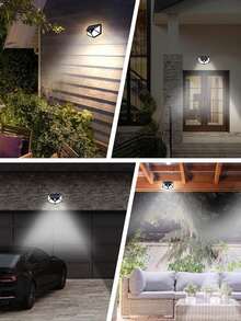 1/2/4 chiếc, 5000 Lumen, Năng lượng mặt trời, 3 chế độ chiếu sáng, Đèn tường năng lượng mặt trời cảm biến chuyển động PIR ngoài trời, Đèn năng lượng mặt trời chống nước 4 mặt 100 LED - màu đen - Xem 4