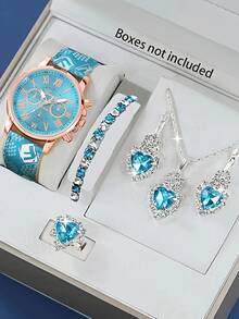 6件套女士时尚腕表，多功能高端女士腕表套装 - 玫瑰金 - 查看 2