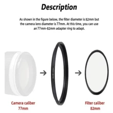 9 pierścieni adapterów do filtrów obiektywu: 37-82 mm, kompatybilne z aparatami Nikon, Canon, Olympus, Pentax, Ricoh i innymi, zawiera filtry UV/CPL/ND/FLD/makro/kolorowe - Wielokolorowe - Zobacz 5