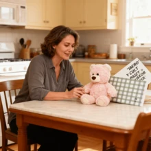 Miniso 26厘米/10.23英寸吉法德熊系列坐姿毛绒公仔动漫卡通填充娃娃抱枕沙发装饰生日节日礼物 - 粉色 - 查看 5