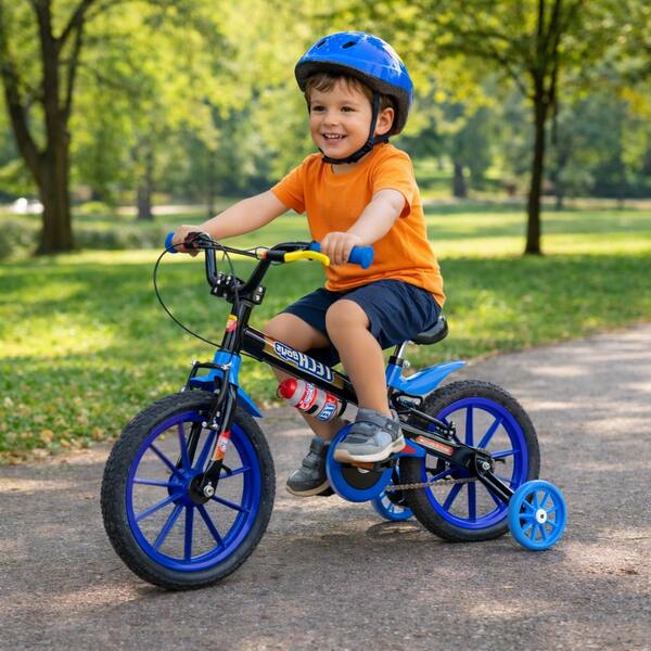 Bicicleta Infantil C/ Rodinhas Aro 16 Nathor Tech Boys Ibike Velocidade Menino Boy Azul