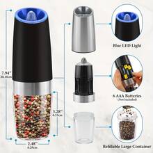 Electric Salt And Pepper Mill Set (1/2-Piece), Battery Operated, With LED Light, One-Handed Operation, Adjustable Grind, Black, Kitchen Appliance, A Great Gift For Fathers, Including Cleaning Brush. - Black - View 7