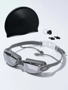 Anti-Fog, Waterproof, One-Piece Ear Plug Professional Racing Swimming Goggles - Multicolor - View 18