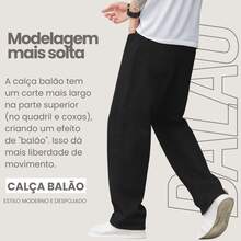Calça Balão Calca Jeans Masculina Bag Boca Larga Streetwear Estonada Cinza Grafite - Preto - Visão 7