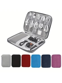 Portable Travel Watch Band Storage Box, Organizer Bag For Apple Watch Bands, Cables, Electronic Accessories, Multi-Layer Compartments For Earphones, Chargers, Jewelry, Cosmetics And More - Multicolor - View 3