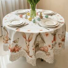 Dining Tablecloth For 4, 6, Or 8 People, Easter Decoration, Exclusive Print, Excellent Drape, Ultrasonic Finish - NHÀ THỎ - Xem 2