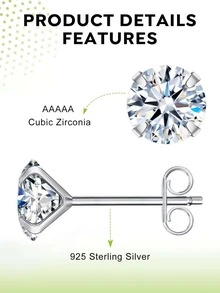 Bộ 3 đôi bông tai bạc S925 thời trang và dễ thương, quà tặng cho phụ nữ và bé gái, trang sức tinh tế, quà tặng dự tiệc và hẹn hò. - Bông tai bốn chấu - Xem 8