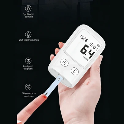 Kit de glucómetro: 1 medidor + 50 tiras reactivas + 50 sondas.Medidor de glucosa en sangre de uso doméstico, kit inteligente sin chip para mayor comodidad.Monitor de glucosa en sangre, monitor de glucosa en sangre para diabetes, medidor de glucosa en sangre avanzado, de grado médico