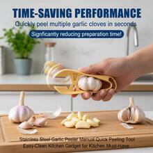 不锈钢手动剥蒜器，快速剥蒜，易于清洁，厨房必备小工具 - 彩色 - 查看 9