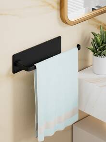 1Pc Drill-Free Wall-Mounted Bathroom Towel Rack. This Durable And Versatile Towel Rack Is Suitable For Bathroom And Kitchen Storage, And Can Hold Towels, Paper Towels, And Plastic Wrap. It's An Essential Household Item For Organization And Storage. - Multicolor - View 4