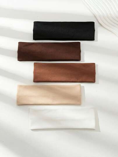 1/5 Piezas Diademas para Mujeres Estilo Bohemio Sin Deslizamiento Bandas para el Cabello para Yoga, Correr, Entrenamiento y Lavarse la Cara - Diademas Elásticas Suaves que Absorben la Humedad de unicolor Casuales para Todas las Estaciones Accesorios para el Cabello para Mujeres y Niñas (Marrón) Pañuelo para la Cabeza